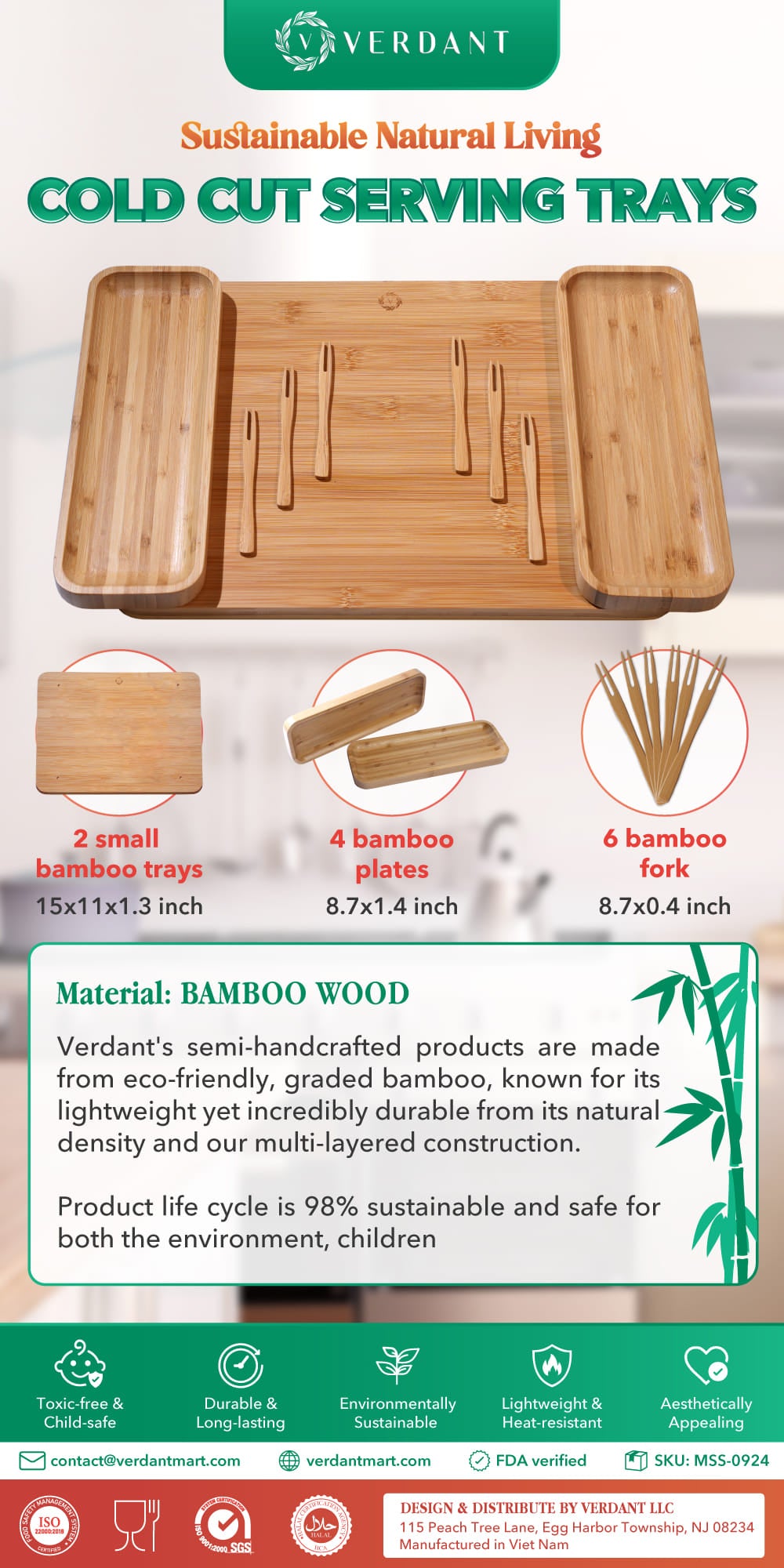 Bamboo Serving Set, Rectangle Tray, Side Trays & Tools โ Unique Wedding, Housewarming, Bridal Gift, Realtor Gift.!