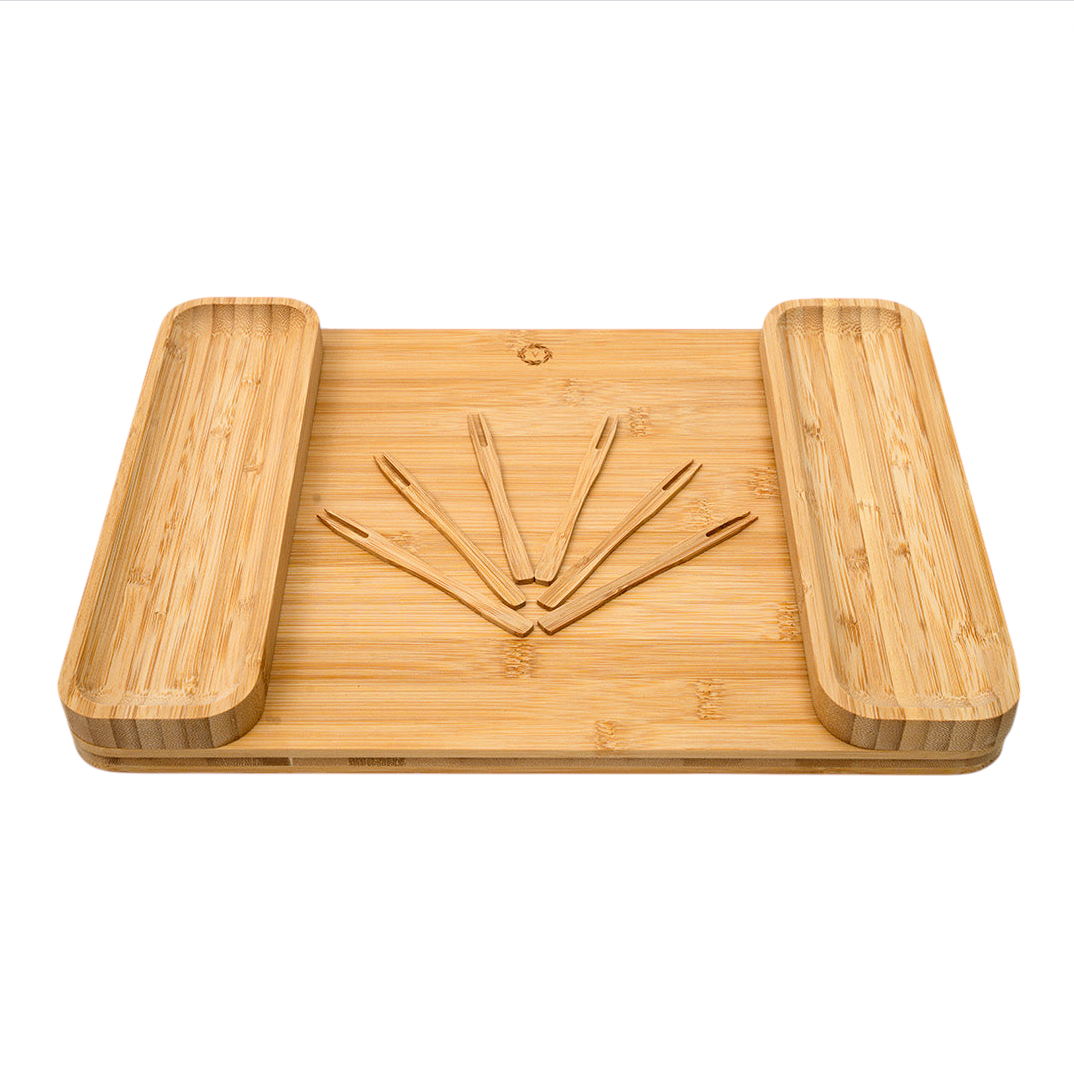 Bamboo Serving Set, Rectangle Tray, Side Trays & Tools โ Unique Wedding, Housewarming, Bridal Gift, Realtor Gift.!