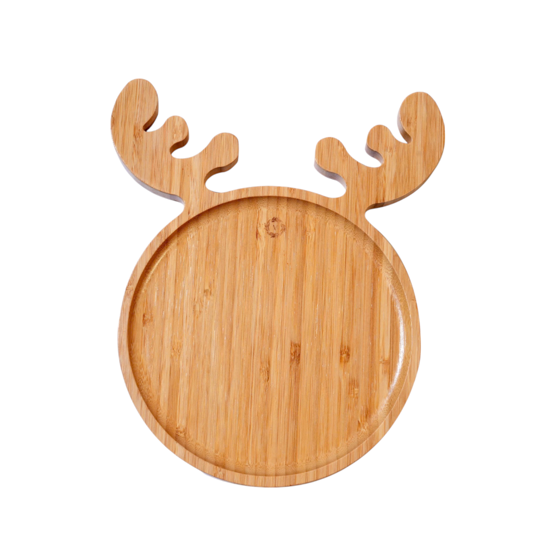 Bamboo Reindeer Tray, 12โx10.5โ Xmas Plate โ Unique Christmas, Housewarming, Seasonal Gift, Xmas, Serving bamboo merry.