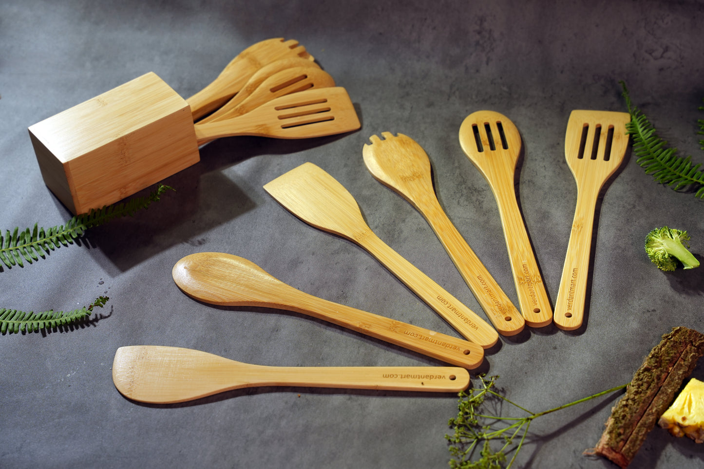 Bamboo Kitchen Utensil Set, 6 Tools & Holder โ Unique Housewarming, Motherโs Day, Christmas Gift, Kitchenware, Gifts for mom.