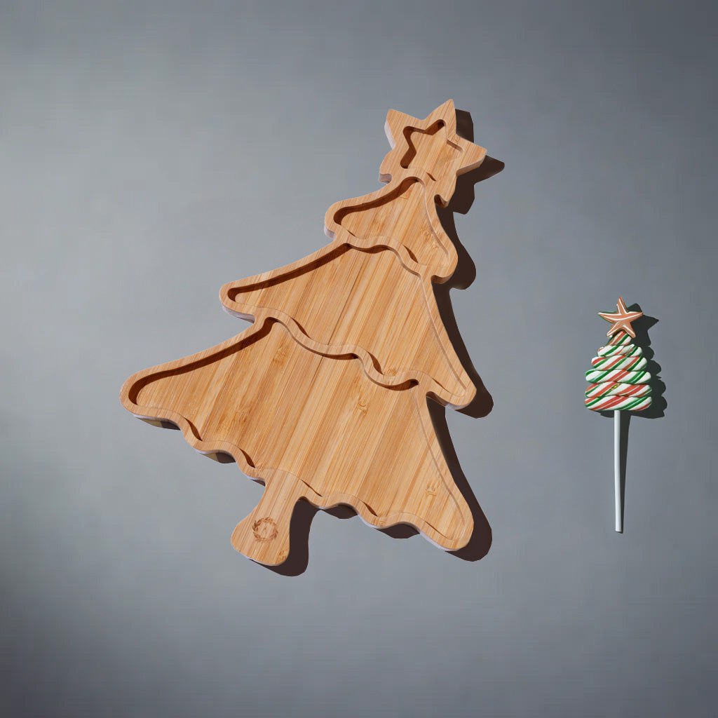 Bamboo Christmas Tree Tray, 12โx10.5โ Cookie Plate โ Unique Christmas, Holiday, Gift for Her, Cookie Tray, Holiday Ideas.