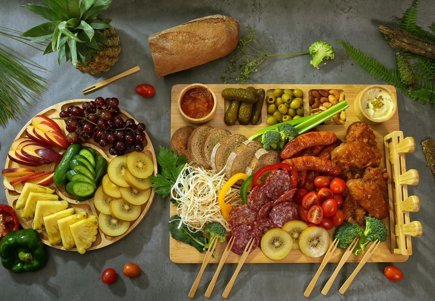 Bamboo Kitchen Utensil Bundle - Thoughtful Housewarming Gift Package For New Home & Married Couples! Cooking Utensils, Charcuterie Trays.