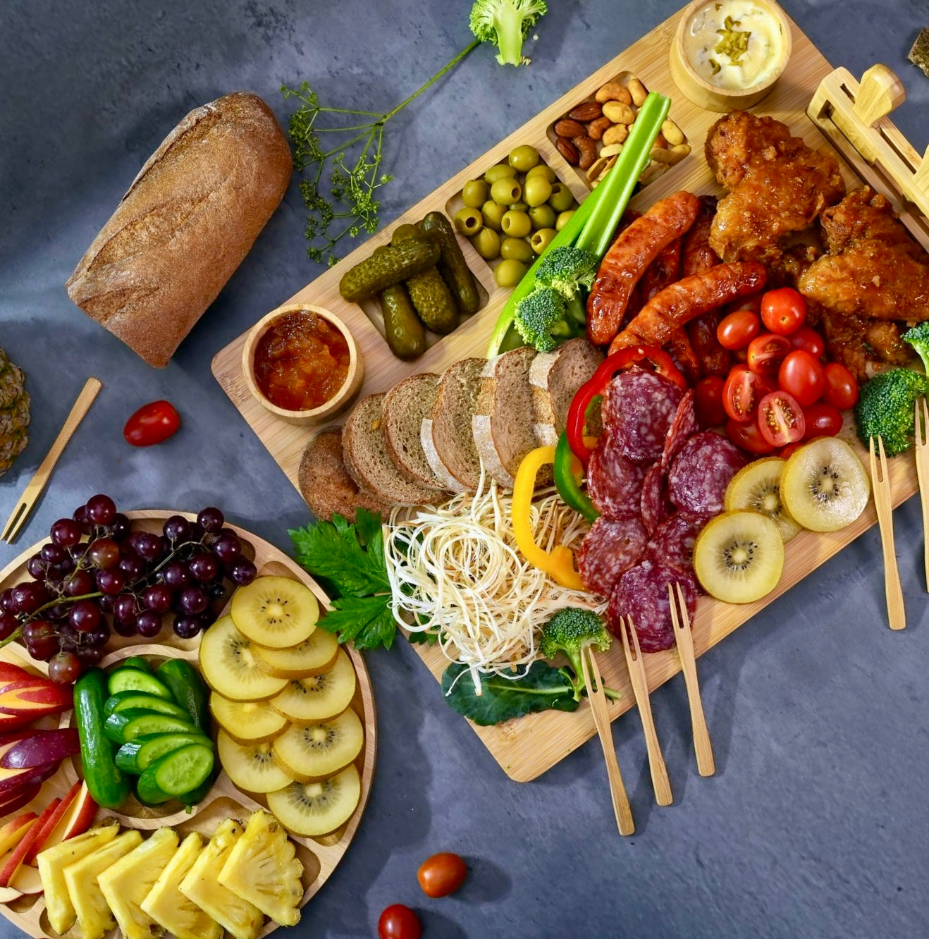 Bamboo Kitchen Utensil Bundle - Thoughtful Housewarming Gift Package For New Home & Married Couples! Cooking Utensils, Charcuterie Trays.