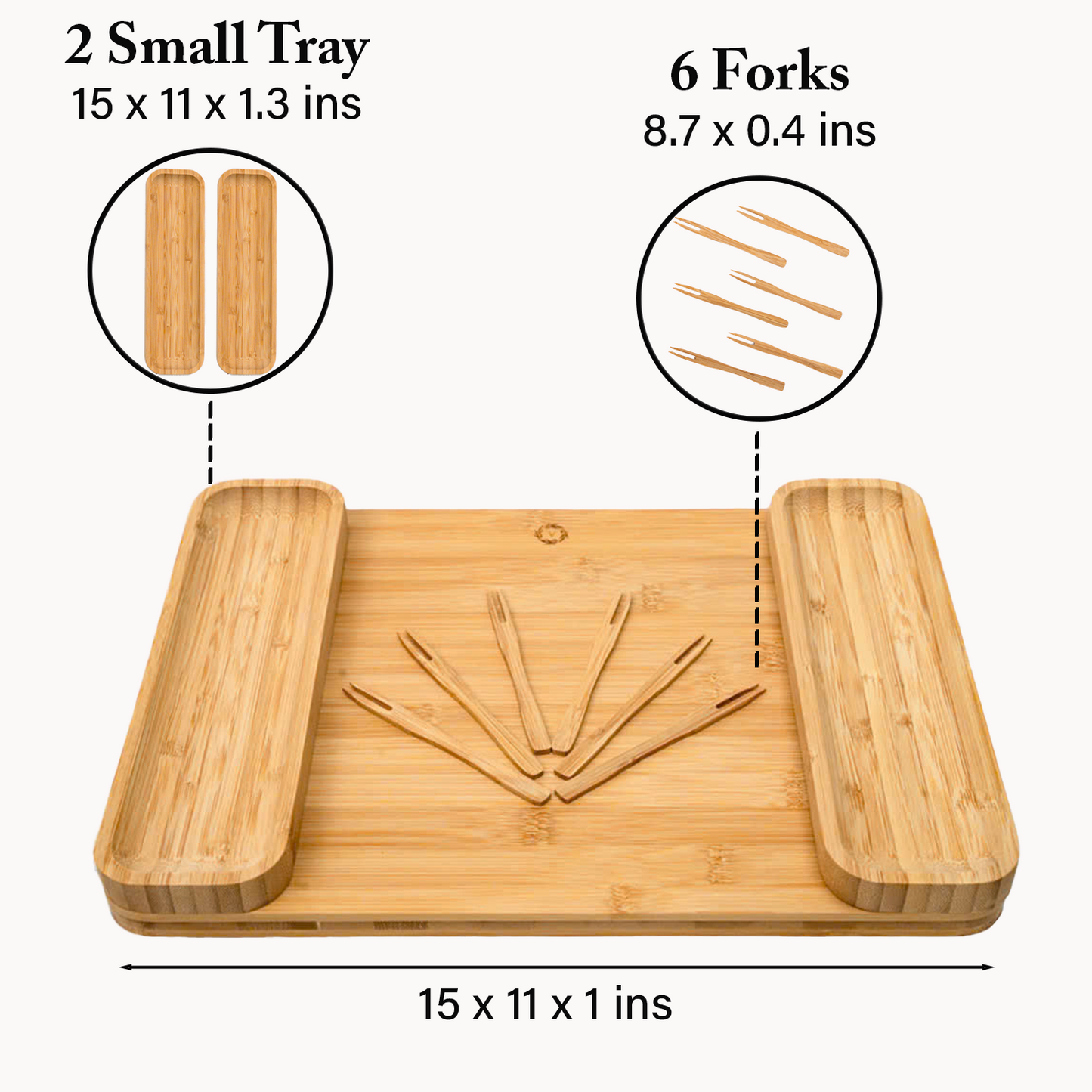 Bamboo Serving Set, Rectangle Tray, Side Trays & Tools โ Unique Wedding, Housewarming, Bridal Gift, Realtor Gift.!