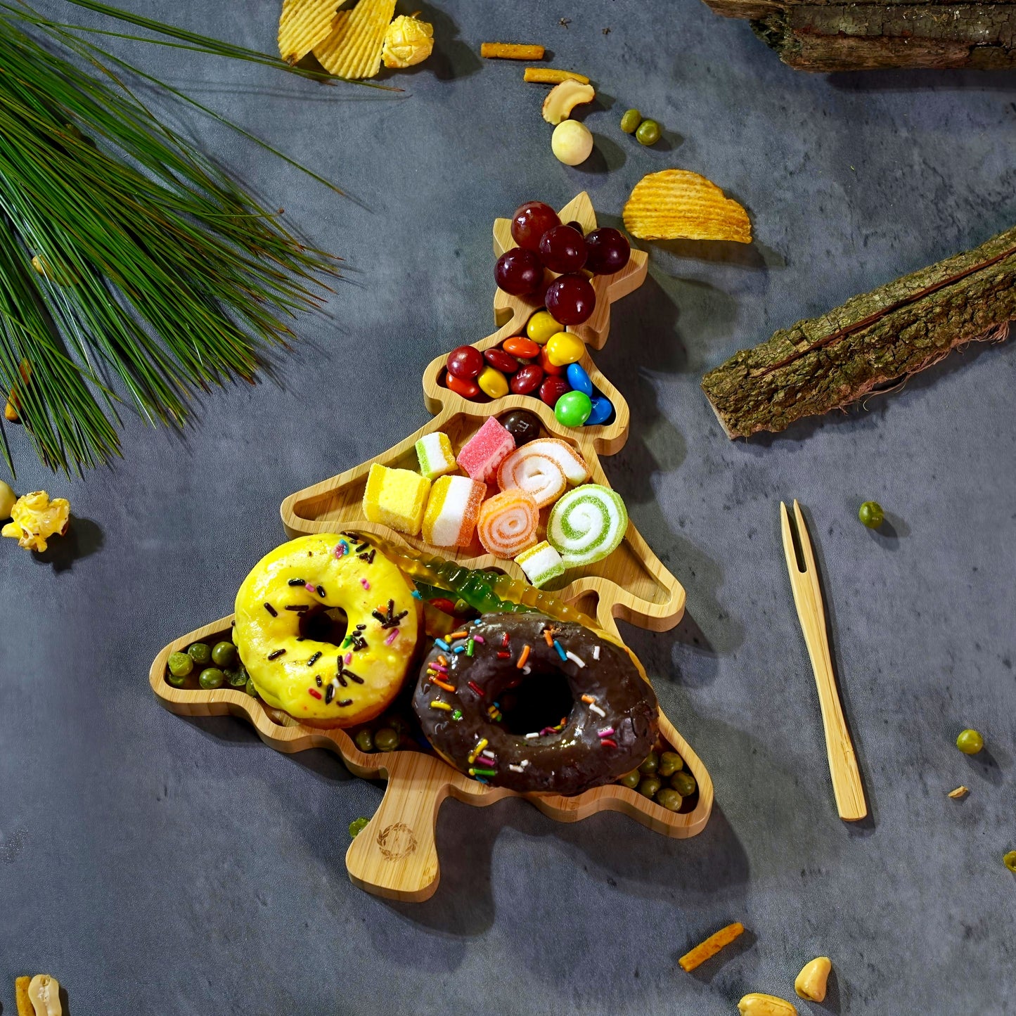 Bamboo Christmas Tree Tray, 12โx10.5โ Cookie Plate โ Unique Christmas, Holiday, Gift for Her, Cookie Tray, Holiday Ideas.