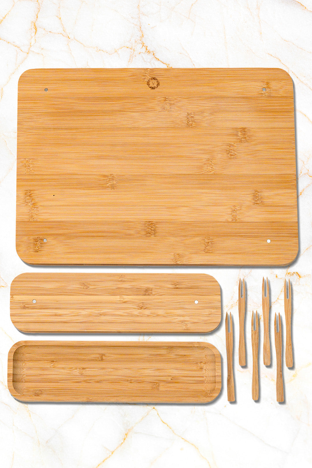 Bamboo Serving Set, Rectangle Tray, Side Trays & Tools โ Unique Wedding, Housewarming, Bridal Gift, Realtor Gift.!