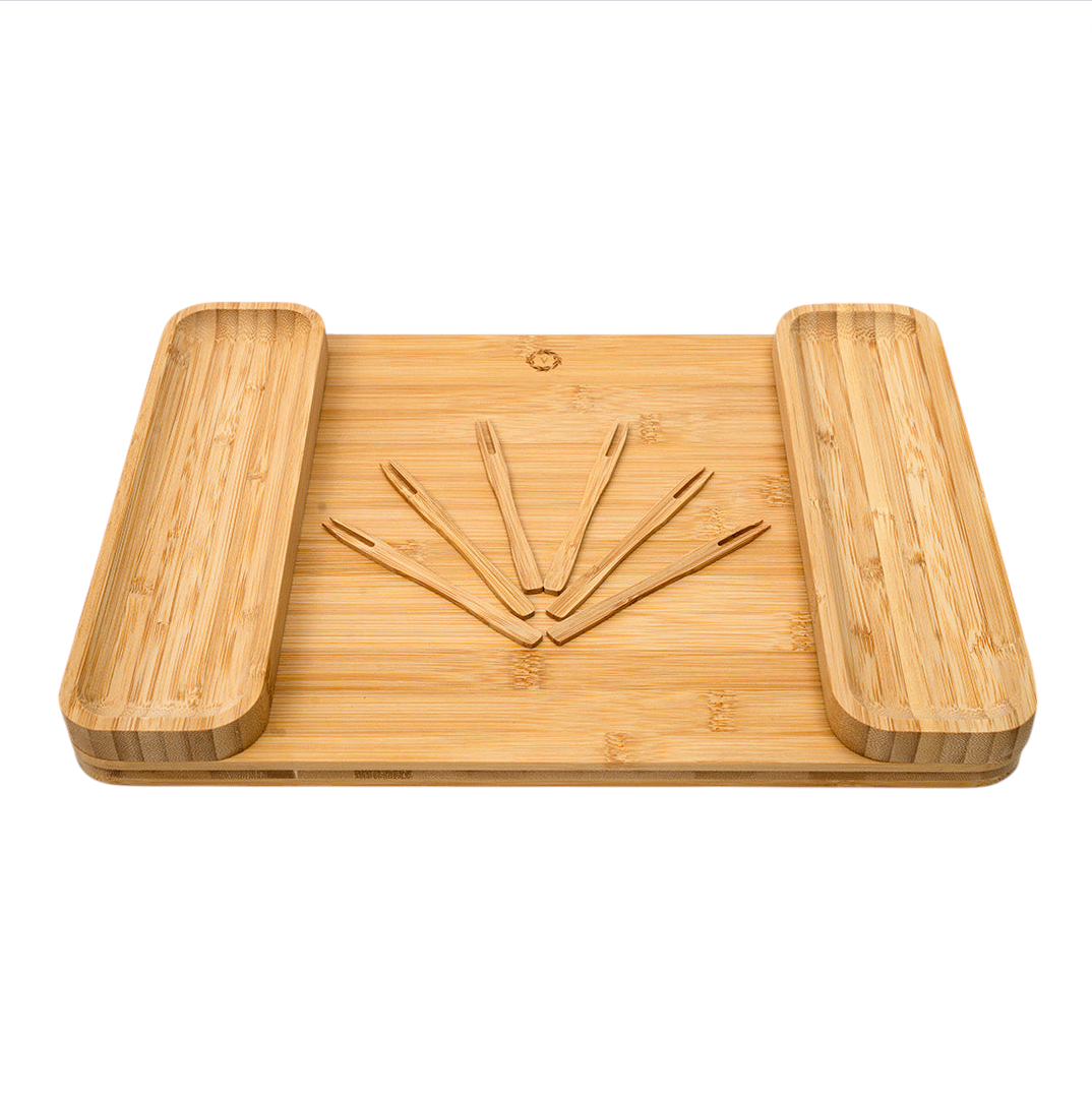 Bamboo Serving Set, Rectangle Tray, Side Trays & Tools – Unique Wedding, Housewarming, Bridal Gift, Realtor Gift.!