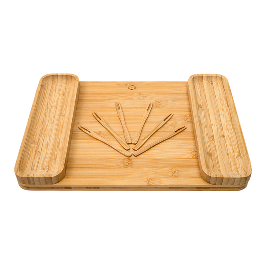 Bamboo Serving Set, Rectangle Tray, Side Trays & Tools – Unique Wedding, Housewarming, Bridal Gift, Realtor Gift.!