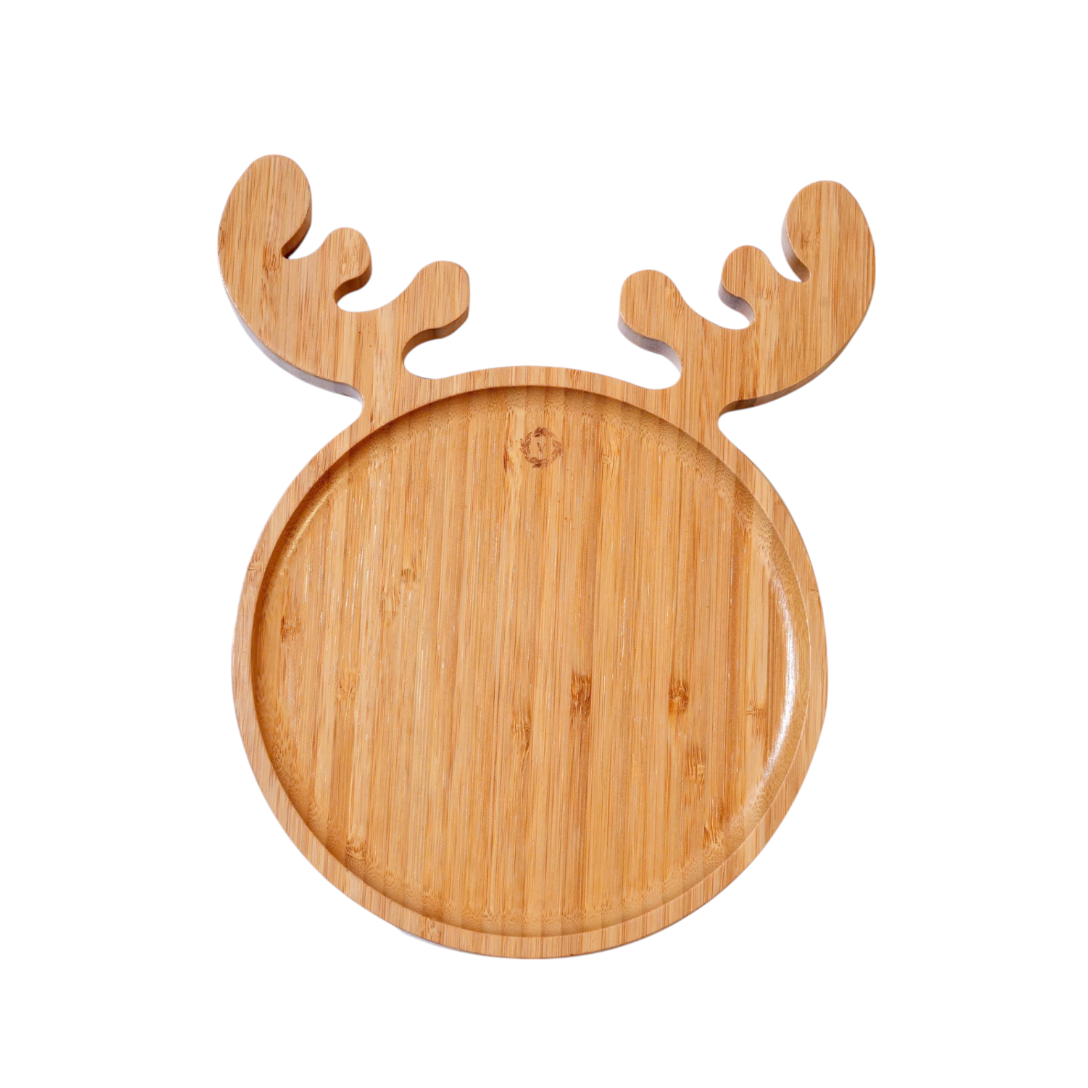 Bamboo Reindeer Tray, 12”x10.5” Xmas Plate – Unique Christmas, Housewarming, Seasonal Gift, Xmas, Serving bamboo merry.