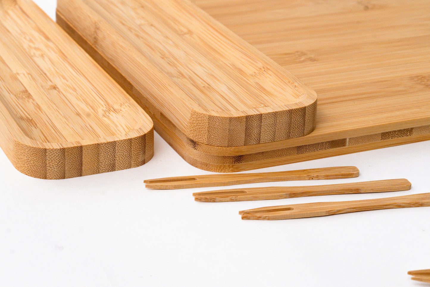 Bamboo Serving Set, Rectangle Tray, Side Trays & Tools – Unique Wedding, Housewarming, Bridal Gift, Realtor Gift.!