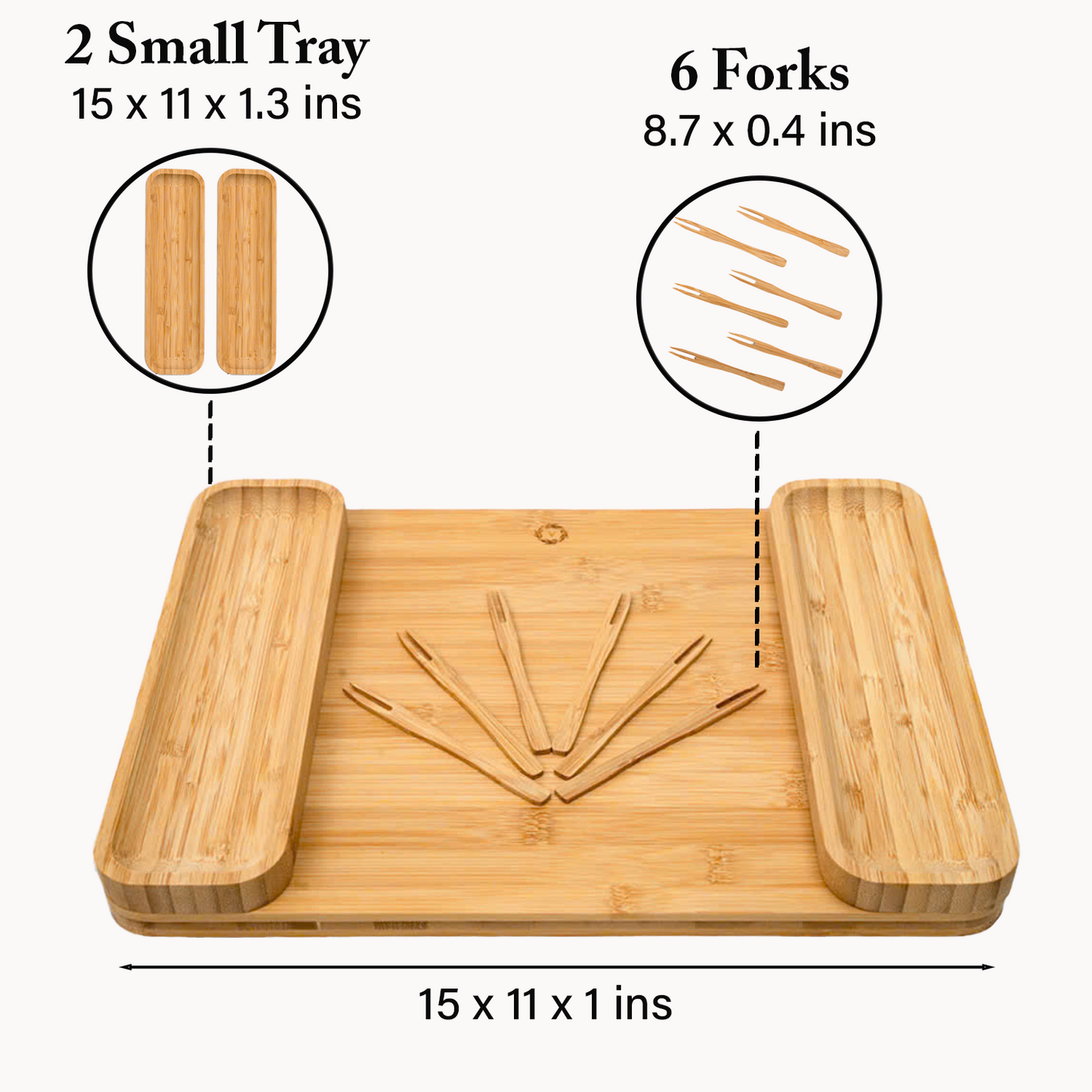 Bamboo Serving Set, Rectangle Tray, Side Trays & Tools – Unique Wedding, Housewarming, Bridal Gift, Realtor Gift.!